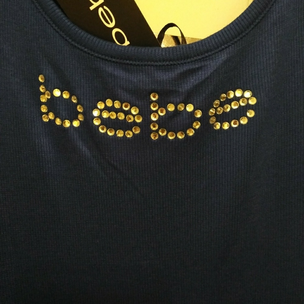 Bebe Rhinestone Logo Racer Back Tank Dress - Picture 3 of 5